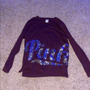 Pink maroon long sleeve with sequins lettering